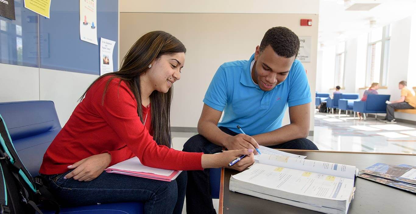 Two students working