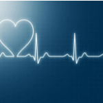 EKG graph with a heart line drawn into the line