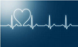 EKG graph with a heart line drawn into the line