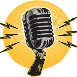 Yellow background microphone