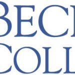 Becker College's logo in a dark blue color and their traditional shield.