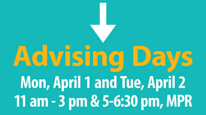 TRCC Advising Days - 4/1-2/19