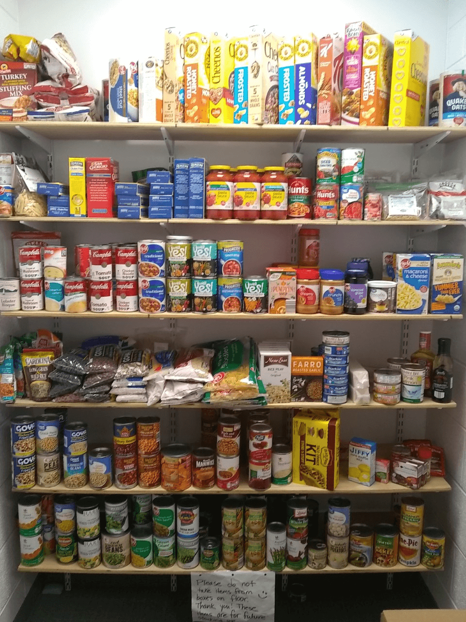 Pantry with cans and boxes of food