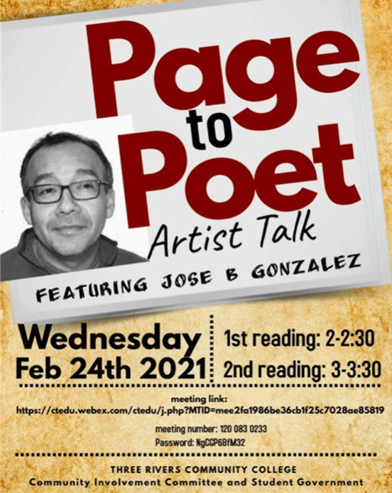 Page to Poet Artist Talk featuring Jose Gonzalez, Feb 24, 2021