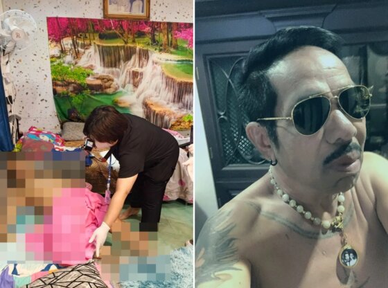 An image collage containing 2 images, Image 1 shows Pensioner, 70, dies during threesome with 'toyboys' in Thailand, Image 2 shows Pensioner, 70, dies during threesome with 'toyboys' in Thailand