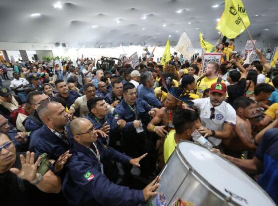 At least one security guard was injured