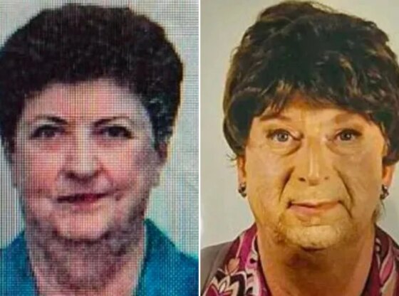 An image collage containing 2 images, Image 1 shows Graziella Dall'Oglio, Image 2 shows Graziella Dall'Oglio's son dressed as his dead mother