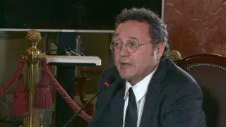 The attorney general, Álvaro García Ortiz, during his statement.