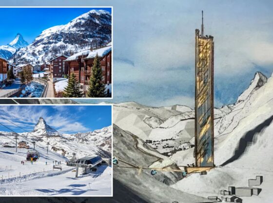 An image collage containing 3 images, Image 1 shows NINTCHDBPICT001042859207, Image 2 shows NINTCHDBPICT001042398022, Image 3 shows Ski Lift at Matterhorn Peak, Zermatt, Switzerland