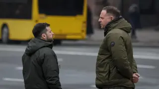 Ukrainian President Volodymyr Zelensky and his former head of the presidential office Andri Yermak.