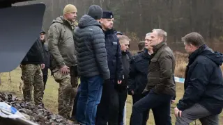 Donald Tusk this Monday in the area where the sabotage took place.