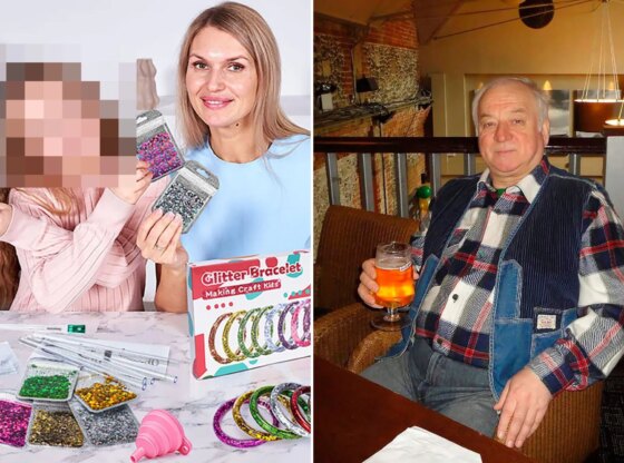 An image collage containing 2 images, Image 1 shows The wife and daughter of wanted Salisbury poisoner and GRU military intelligence agent Alexander Mishkin, accused of the attempted assassination of ex-spy Sergei Skripal and his daughter Yulia with nerve agent Novichok have starred in advertisi, Image 2 shows Former spy Sergei Skripal - who worked as a double agent for MI6