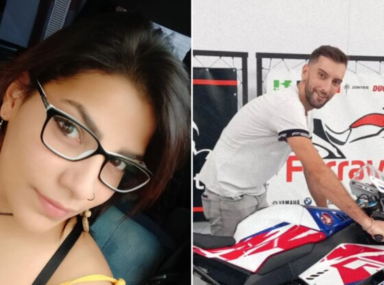 An image collage containing 2 images, Image 1 shows Young couple killed in separate motorbike crashes hours apart, Image 2 shows Young couple killed in separate motorbike crashes hours apart