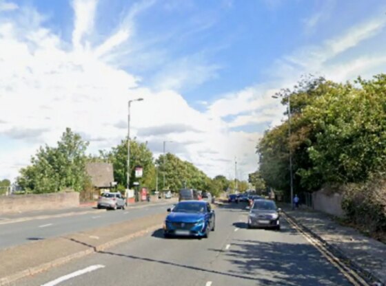 An image collage containing 1 images, Image 1 shows LOMGMOOR LANE with cars driving and trees lining the street