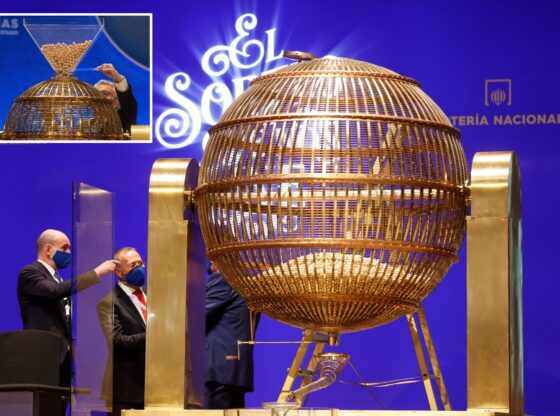 An image collage containing 2 images, Image 1 shows El Gordo traditional Spanish Christmas Lottery draw, Image 2 shows NINTCHDBPICT000549445963