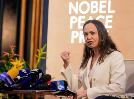 María Corina Machado during her second press conference in Oslo.