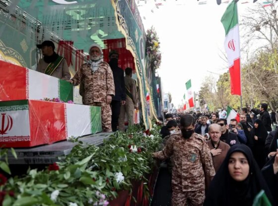 Funeral for members of the Iranian security forces who died in the protests.
