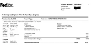 Receipt of a package from Epstein in the name of José María Aznar to Moncloa.